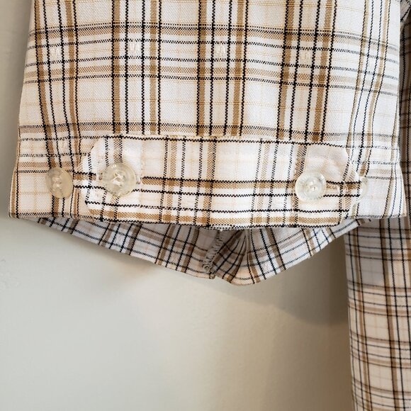 Y2K VINTAGE Southpole Mens Button Up Tan Plaid Short Sleeve Shirt Medium Preownd - Picture 6 of 9